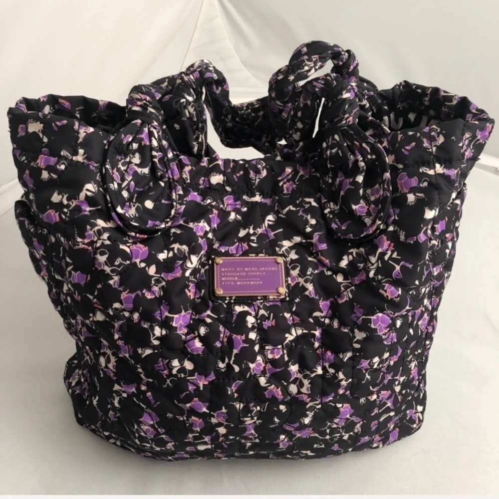 Marc by Marc Jacobs purple and black multicolor large floral tote